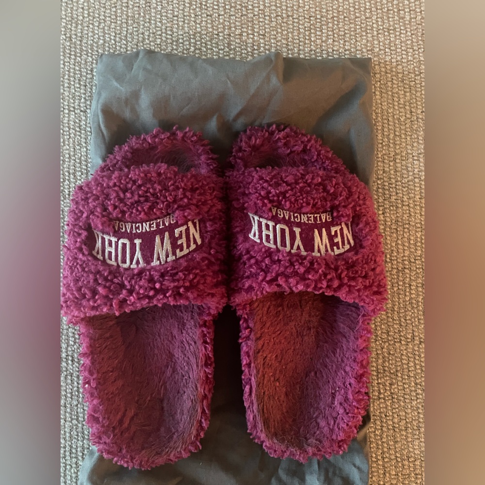 Balenciaga Furry Slide Sandals pink